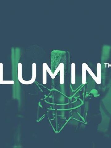Graphic of recordign microphone with Lumin overlaid