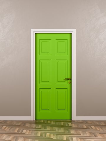 Blue, green and orange door